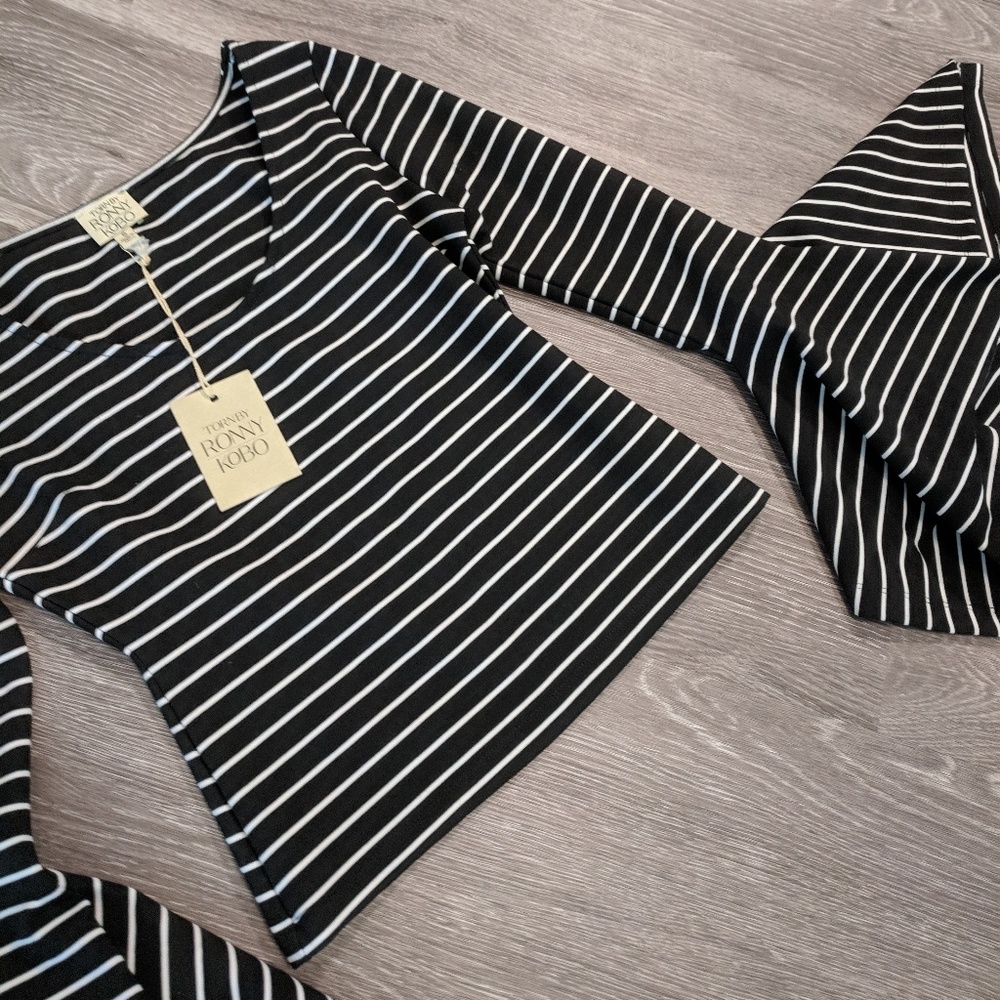 NWT Torn by Ronny Kobo Bell Sleeve Shirt